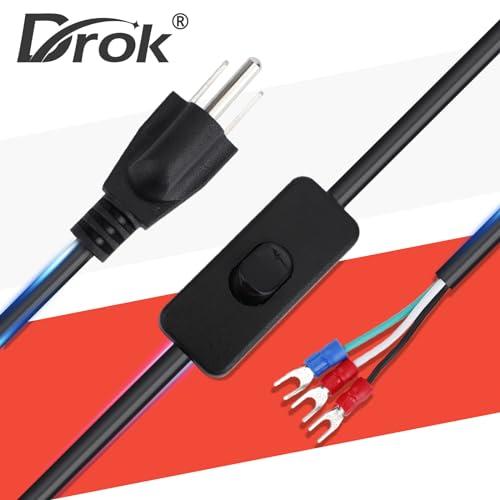 DROKING 電源コード 取り換え用コード 18AWG/0.82? 電流7A 3ピンプラグ