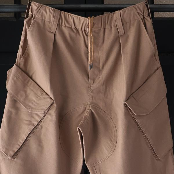 【上品で大人気♪】オーディエンス Audience  綿麻ビンテージキャンバス ROYAL NAVY コンバットカーゴ イージーパンツ（Greige/Olive）メンズM