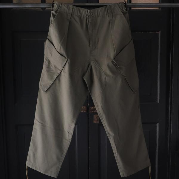 【上品で大人気♪】オーディエンス Audience  綿麻ビンテージキャンバス ROYAL NAVY コンバットカーゴ イージーパンツ（Greige/Olive）メンズM