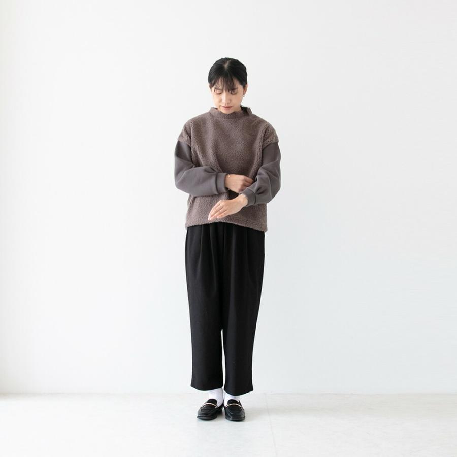 ルヴァンスフル ボア+裏起毛スウェットドッキングクルーネックプルオーバーブラック SALE プルオーバー le vent souffle ルヴァンスフル ボア+裏起毛