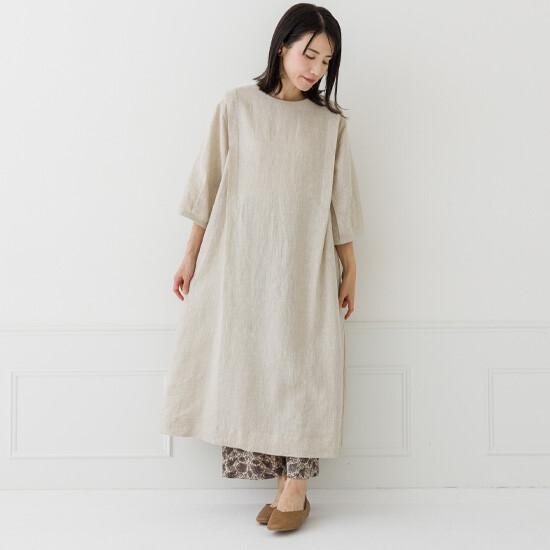 SALE ワンピース Crea delice クレアデリス リネンタック袖ワンピース 
