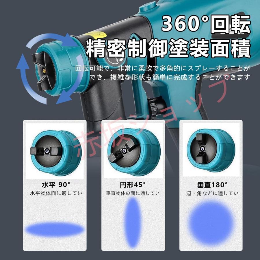 スプレーガン 電動スプレーガン コードレス 【水平 垂直 丸型噴霧】3