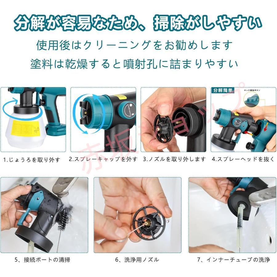 スプレーガン 電動スプレーガン コードレス 【水平 垂直 丸型噴霧】3