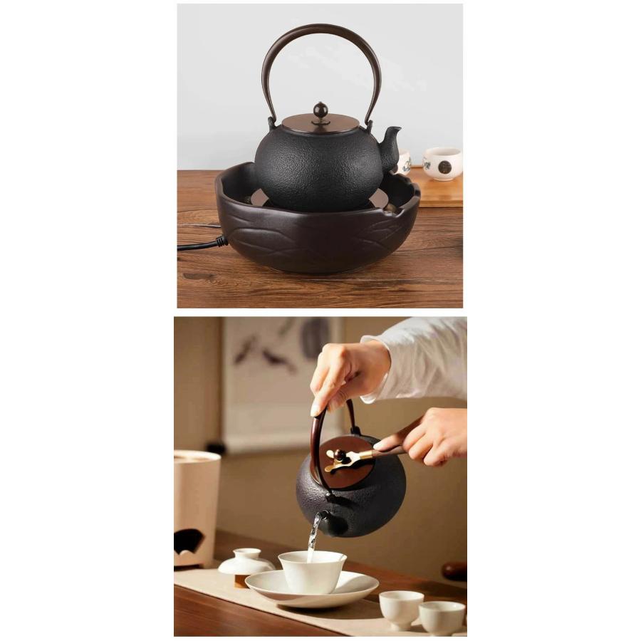 麻紐付き黒色鉄急須 貧血予防に直火可能鉄瓶 1200ML鉄分補給 伝統工芸