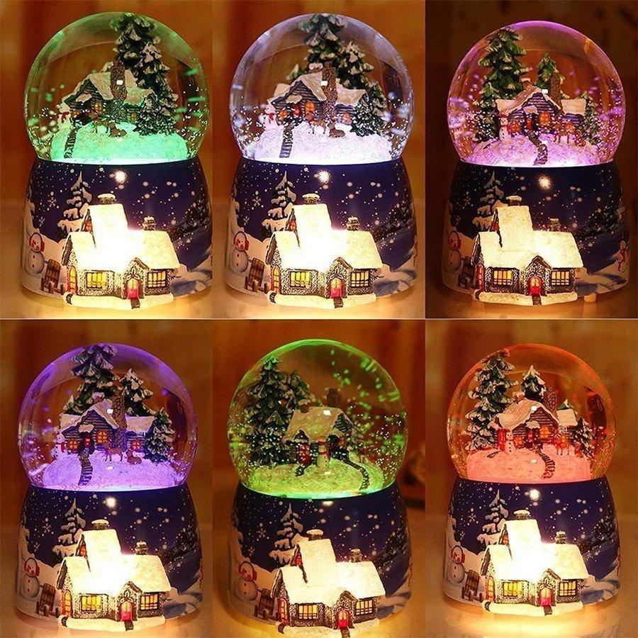 クリスマスオルゴール スノードーム 音楽付き LED 発光 オルゴール
