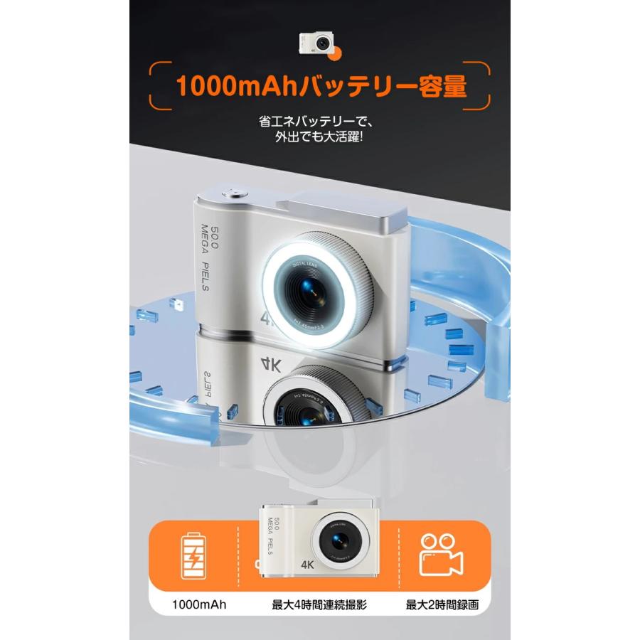 デジタルカメラ 4K動画撮影 8倍ズーム 自撮り スマホ 転送 コンパクト