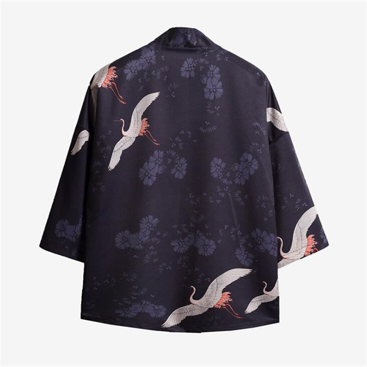 メンズ 和服カーディガンメンズ サムライコスチュームウェア 着物ジャケット 着物シャツ浴衣 和柄 鶴柄 He2469 赤坂ville 通販 Yahoo ショッピング