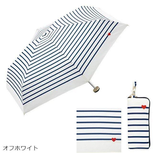 Wpc. 雨傘 ハート刺繍ミニ 折りたたみ傘 紫外線カット加工 UVカット