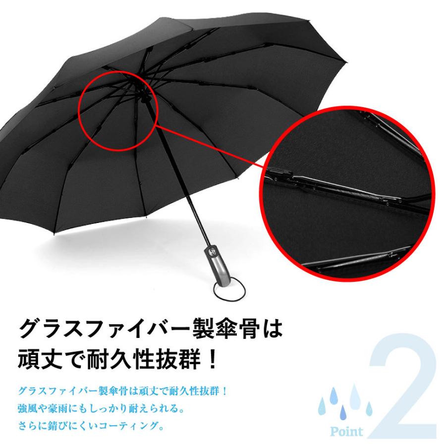 ワンタッチ 10本骨 折りたたみ傘 折り畳み傘 自動開閉 メンズ レディース 撥水加工 丈夫 大きいサイズ 晴雨兼用 耐強風  大きい 日傘｜akashi20201219｜03