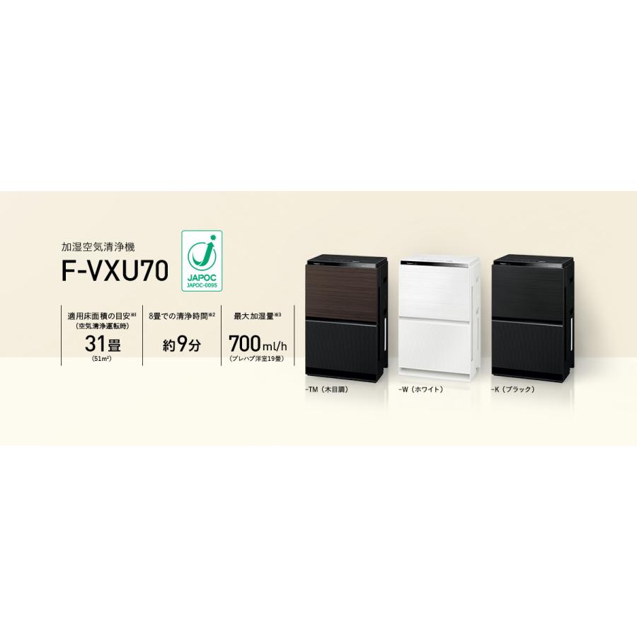 F-VXU70-K ~31畳 パナソニック 加湿空気清浄機 ナノイーX/9.6兆