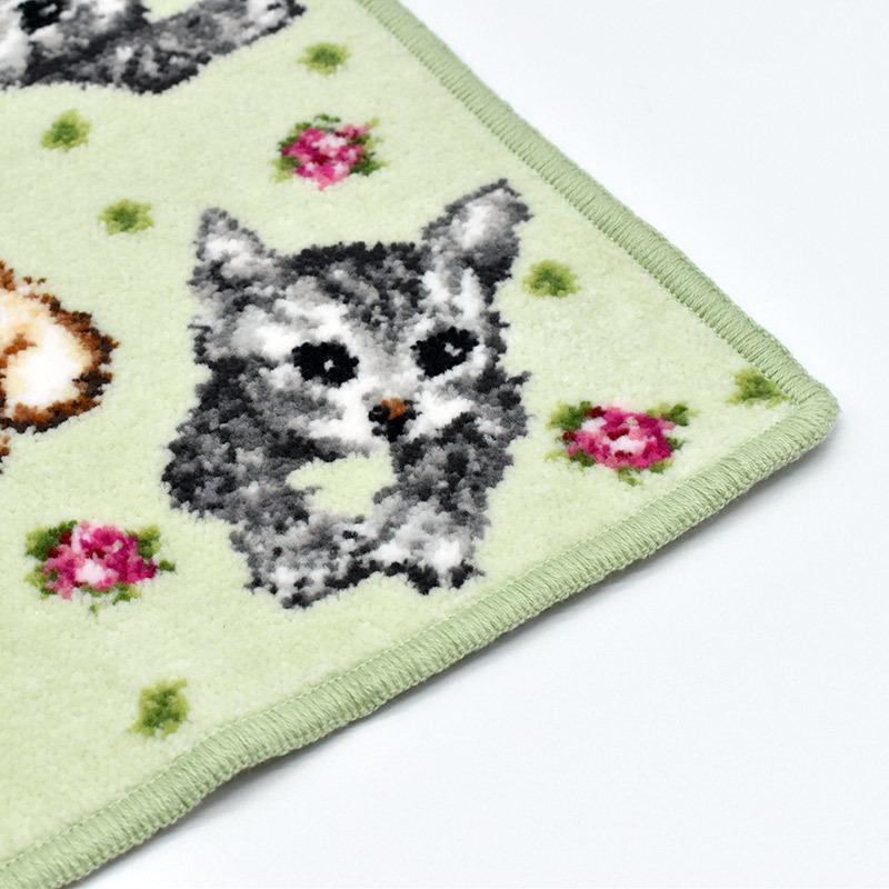 Enjeau（アーンジョー） 日本製ハンカチ タオル 花ネコ しま猫