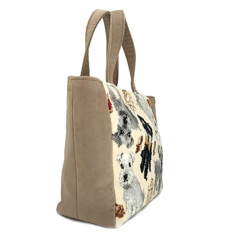 プレゼント 女性 実用的 シュナウザー 総柄 トートバッグ シェニール織  