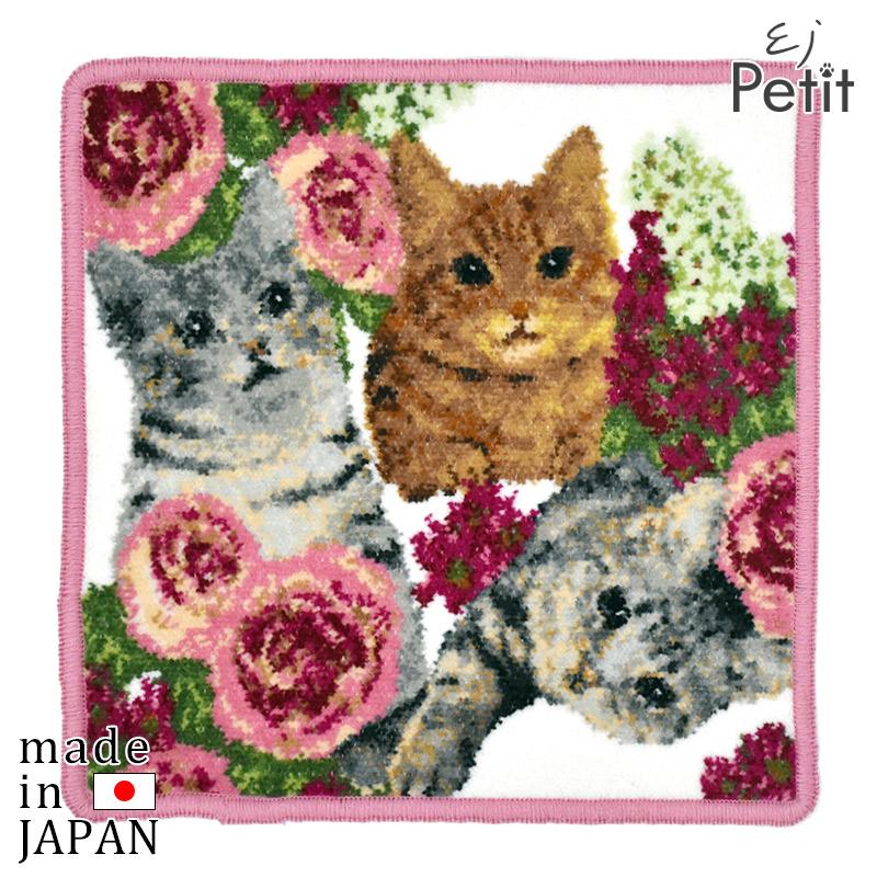 ハンカチ プレゼント 女性 実用的 ブランド タオルハンカチ アメリカンショートヘア 日本製 シェニール織 Ejpetit