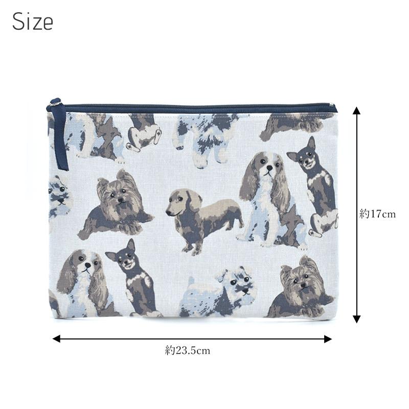 Enjeau（アーンジョー） 日本製 犬柄 ポーチ L フラットポーチ