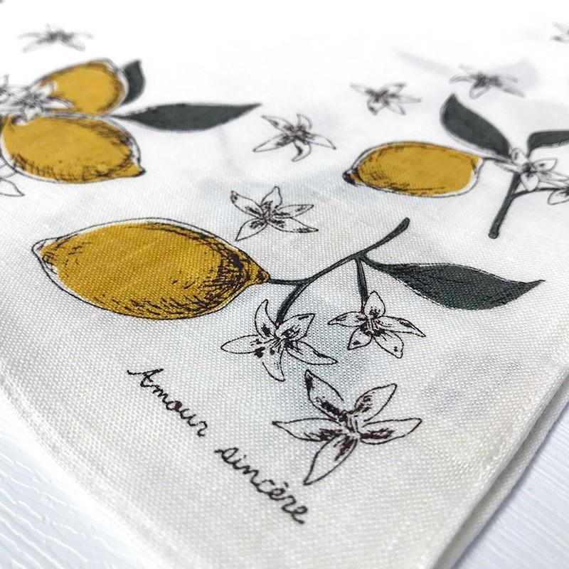 Enjeau プレゼント 女性 実用的 リネン 麻 ハンカチ ボタニカル