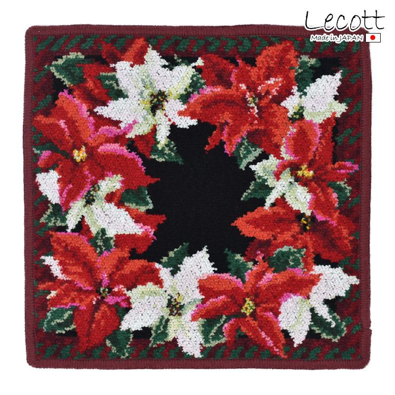 プレゼント 女性 実用的 半額 セール 50 Off ハンカチ タオルハンカチ シェニール織 40代 ポインセチアリース ルコット 爆安 60代 アーンジョー 50代