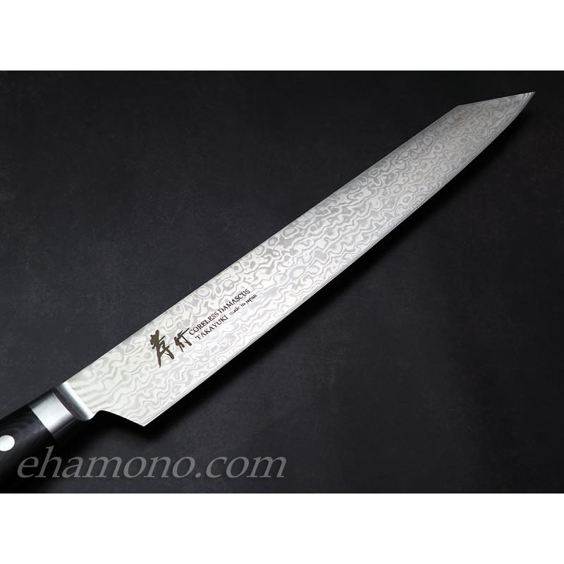 堺孝行 コアレスダマスカス 剣型（切付）柳刃260 ブラックマイカルタ