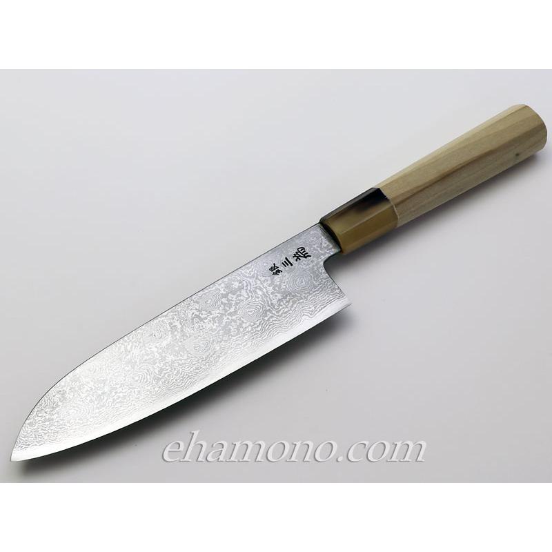 ダマスカス銀三鋼割込 和三徳包丁180 : ehamono Yahoo!店 - 通販