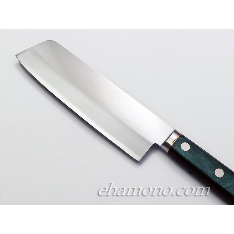 堺石藤 青鋼（あおこう） 本割込 菜切り（薄刃）型包丁 ツバ付