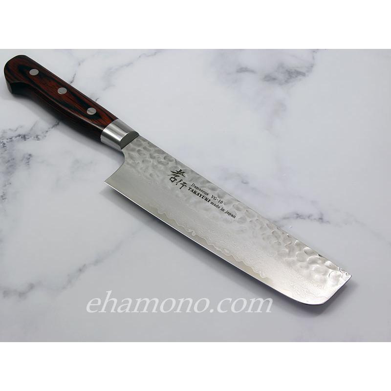 堺孝行 菜切包丁 33層ダマスカス 槌目 欅柄 V金10号 160mm 新品 堺 孝行 V金10号 33層ダマスカス 菜切包丁 160mm ケヤキ柄 – 清助刃物