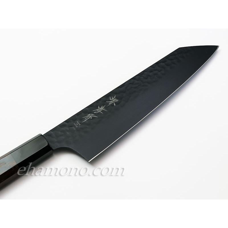 堺孝行 【黒影】 和剣型牛刀 190mm VG10 槌目 フッ素加工 和包丁 堺孝行 黒影 剣型（切付型）牛刀190 V金10号鎚目フッ素加工和式包丁