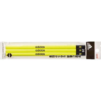 鉛筆 筆記具 三菱鉛筆 uni アディダス かきかた鉛筆 3本パック 2B 黄黒 鉛筆7046 AI06 黄黒 2B 3P