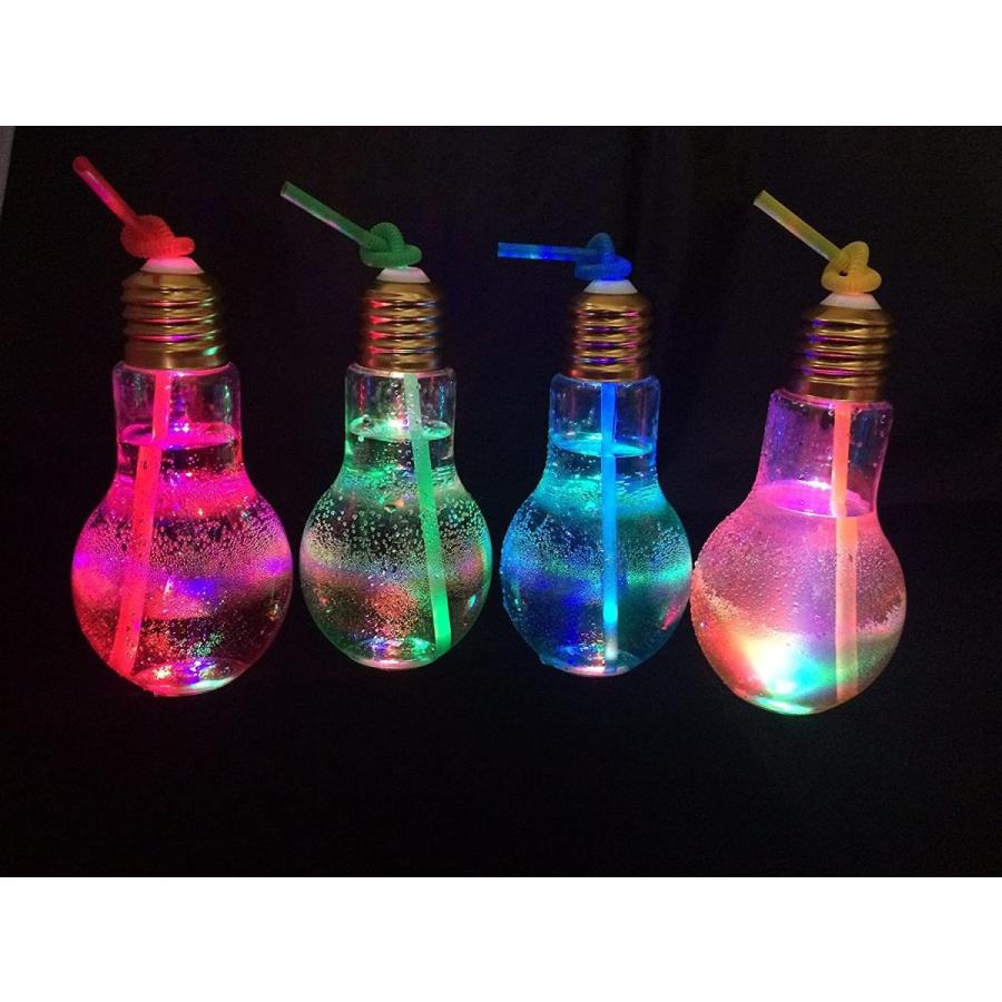 送料込】 10個セット電球ドリンクボトル 口広タイプ500ml 3色LED付 曲がるストロー付き 電球ソーダ 氷もそのまま入る 光る!パンダボトル 12個セット4975226403767