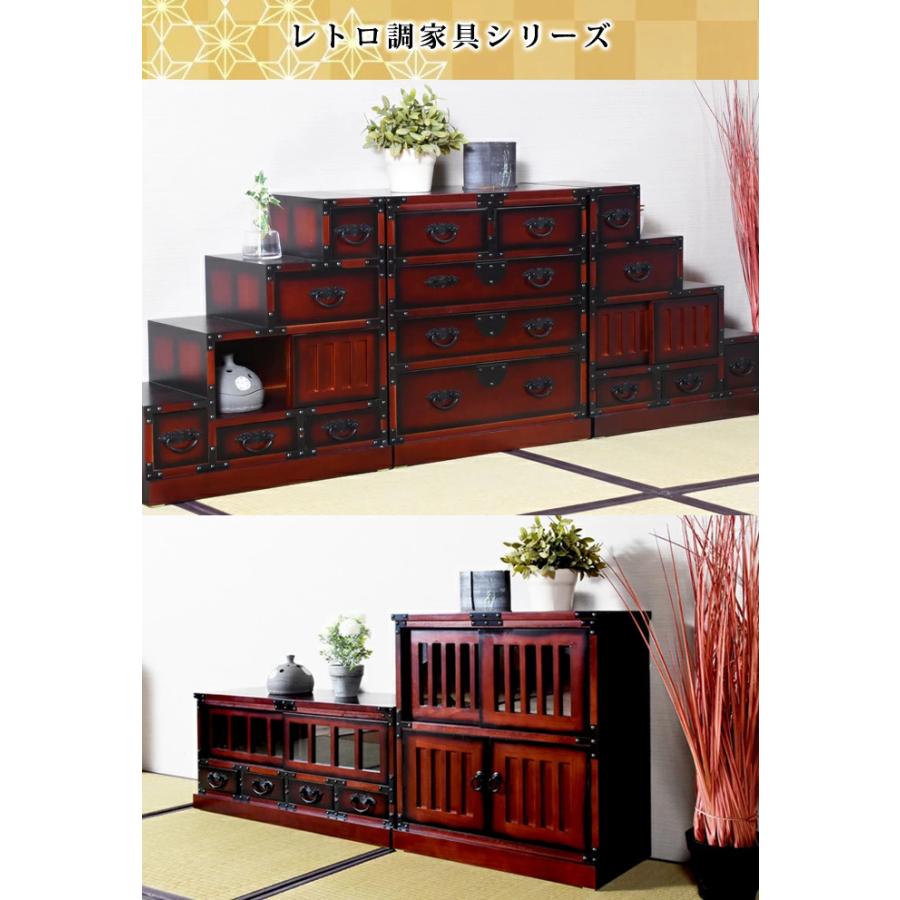 昭和レトロ 木製 階段箪笥 民芸階段チェスト 箪笥 古道具 飾り棚