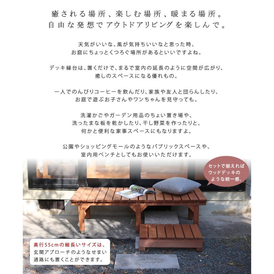ウッドデッキ ユニット縁台 ガーデンベンチ ステップセット 155 55 ステップ台 Diy シリーズ 組み合わせ 木製 天然木 デッキ縁台 縁側 ベランダ 赤やオンラインショップ 通販 Paypayモール