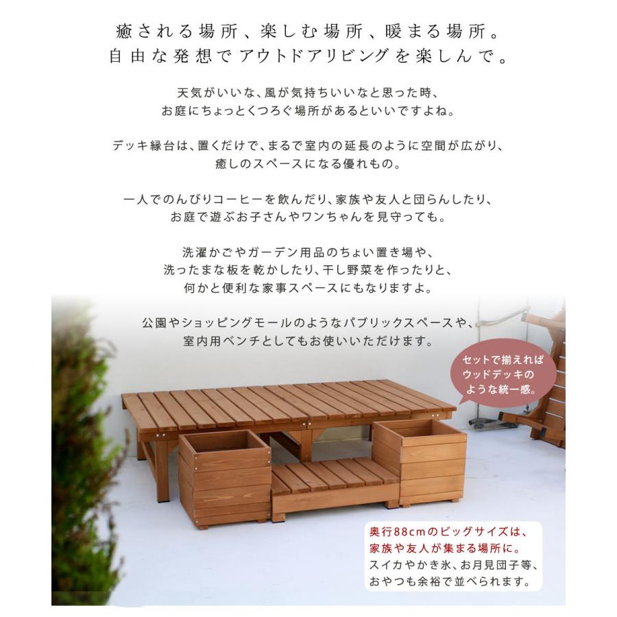 ウッドデッキ ユニット縁台 ガーデンベンチ プランターセット 174 プランター ステップ台 Diy シリーズ 組み合わせ 天然木 デッキ縁台 縁側 ベランダ 赤やオンラインショップ 通販 Paypayモール
