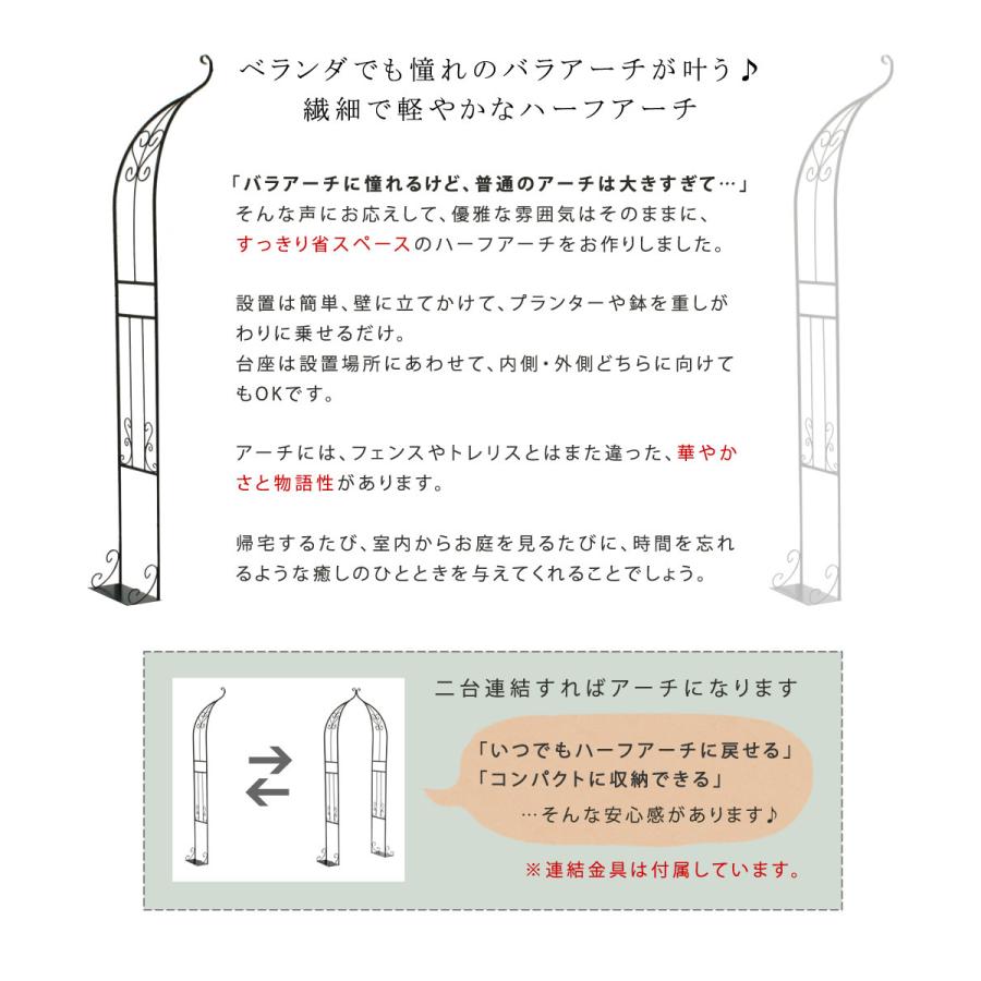 アイアンアーチ アイアンハーフアーチ ダブル フラワーアーチ バラ ローズアーチ ガーデン おしゃれ アンティーク バラアーチ 境界線 仕切り 目隠し｜akaya｜04