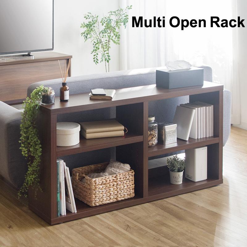 オープンラック 木製 薄型 シェルフ 2列2段 マルチラック 間仕切り オンラインショッピング ラック 可動棚 スリム リビング 省スペース 収納 ソファー後ろにピッタリ