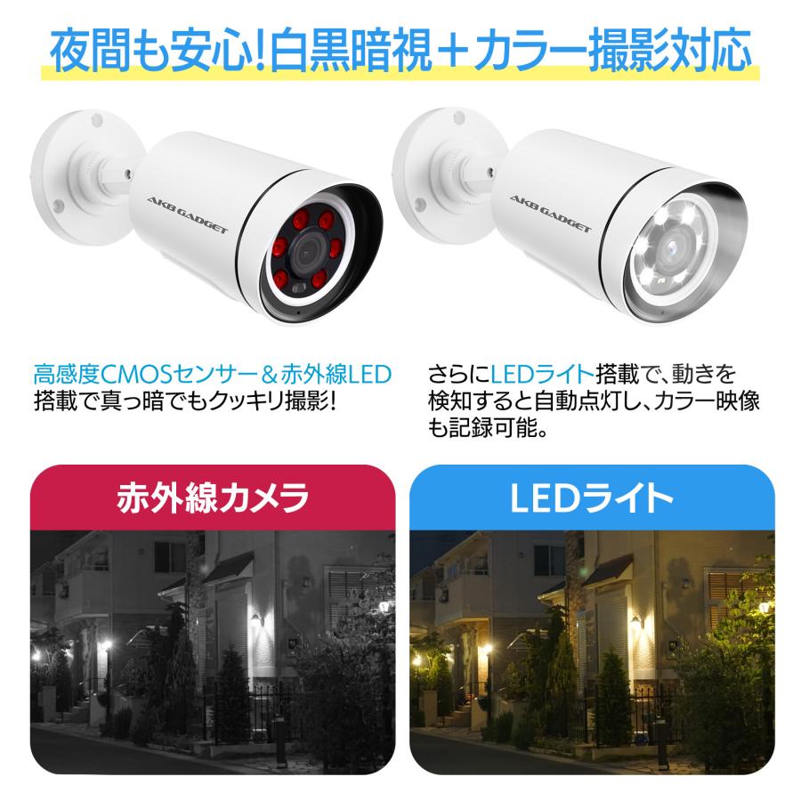 アキバガジェット 防犯カメラ 家庭用 屋外 poe セット 500万画素