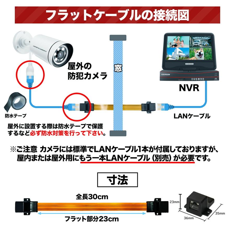 アキバガジェット 防犯カメラ 家庭用 屋外 poe セット 500万画素