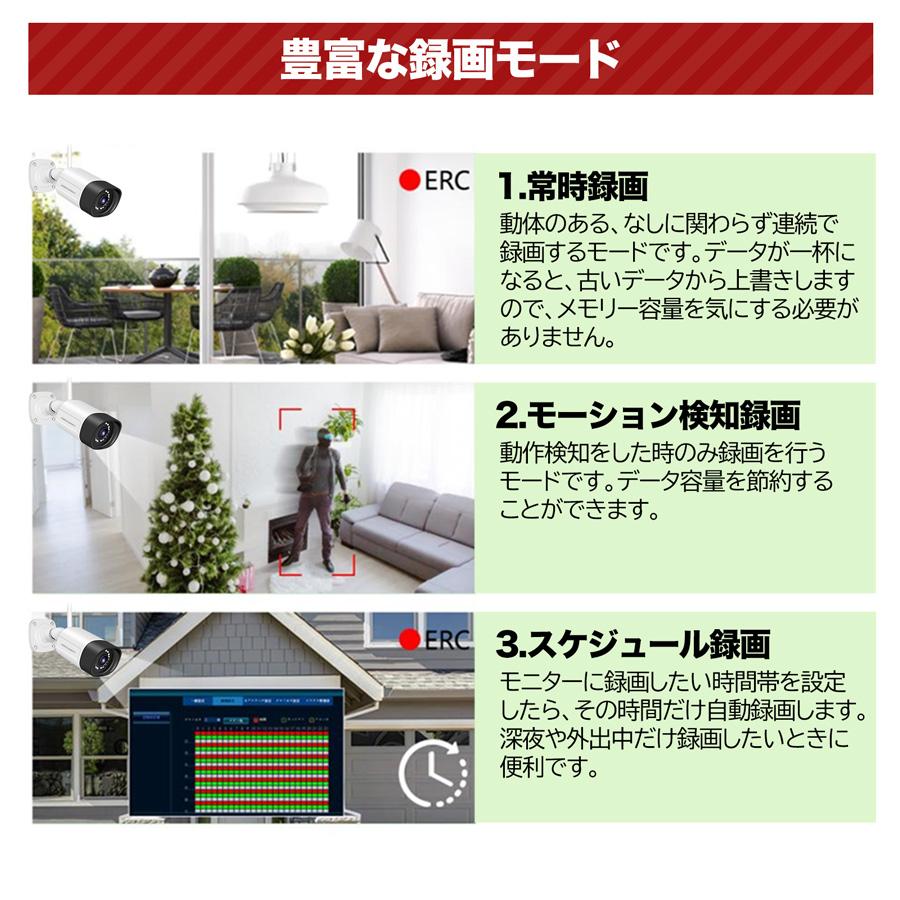 防犯カメラ 屋外 工事不要 セット wifi ワイヤレス 監視カメラ 家庭用 業務用  防犯灯付き 4台 一体型NVR 1TB HDD 遠隔監視 双方向音声 日本国内1年保証｜akb-gadegt｜13