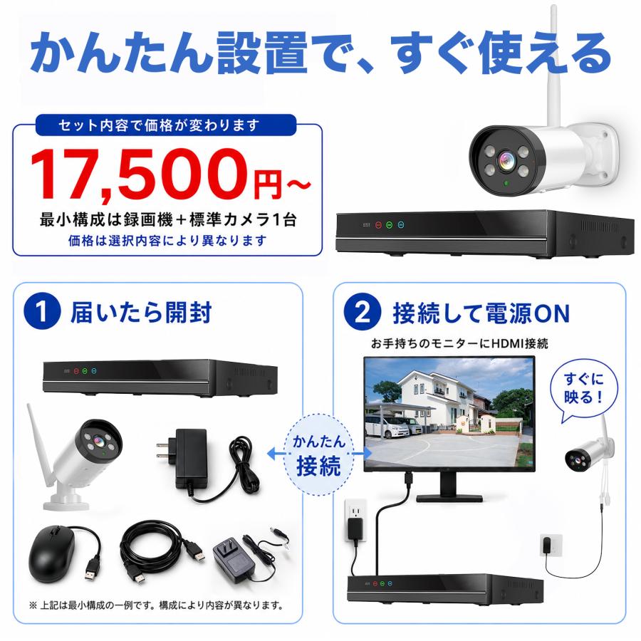 アキバガジェット 防犯カメラ 屋外 wifi ワイヤレス モニター付き