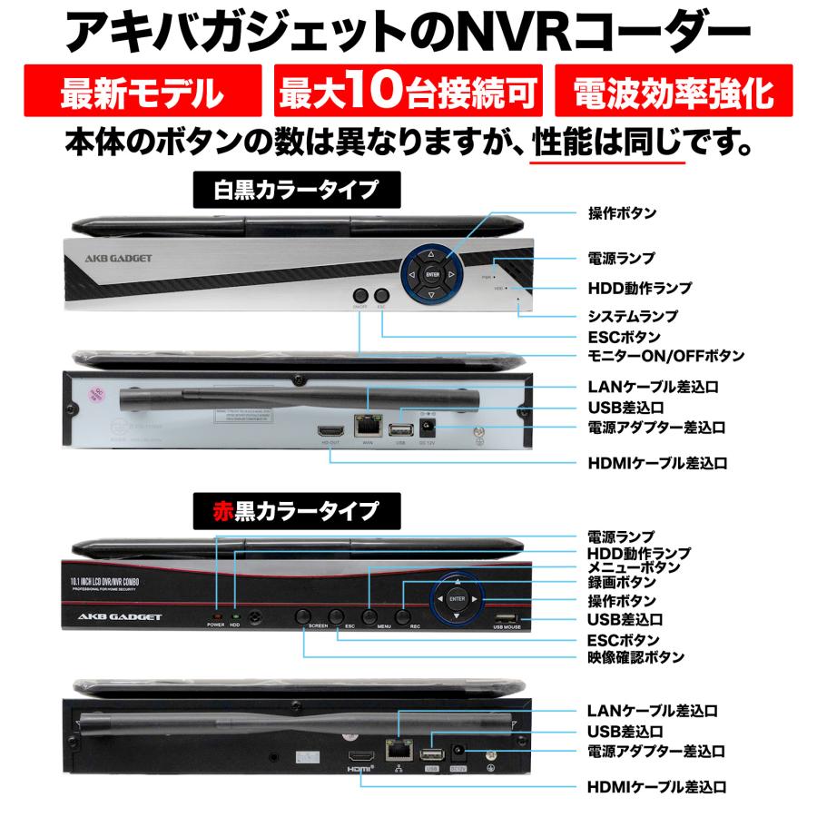 防犯カメラ ワイヤレス 屋外 モニター付き 双方向通話 人感センサー HDD付き 家庭用 業務用 防水 監視カメラ 2台セット 暗視撮影 常時録画 遠隔操作 500万画素_21