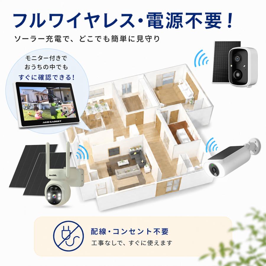 アキバガジェット 防犯カメラ セット ソーラー ワイヤレス 屋外 家庭用
