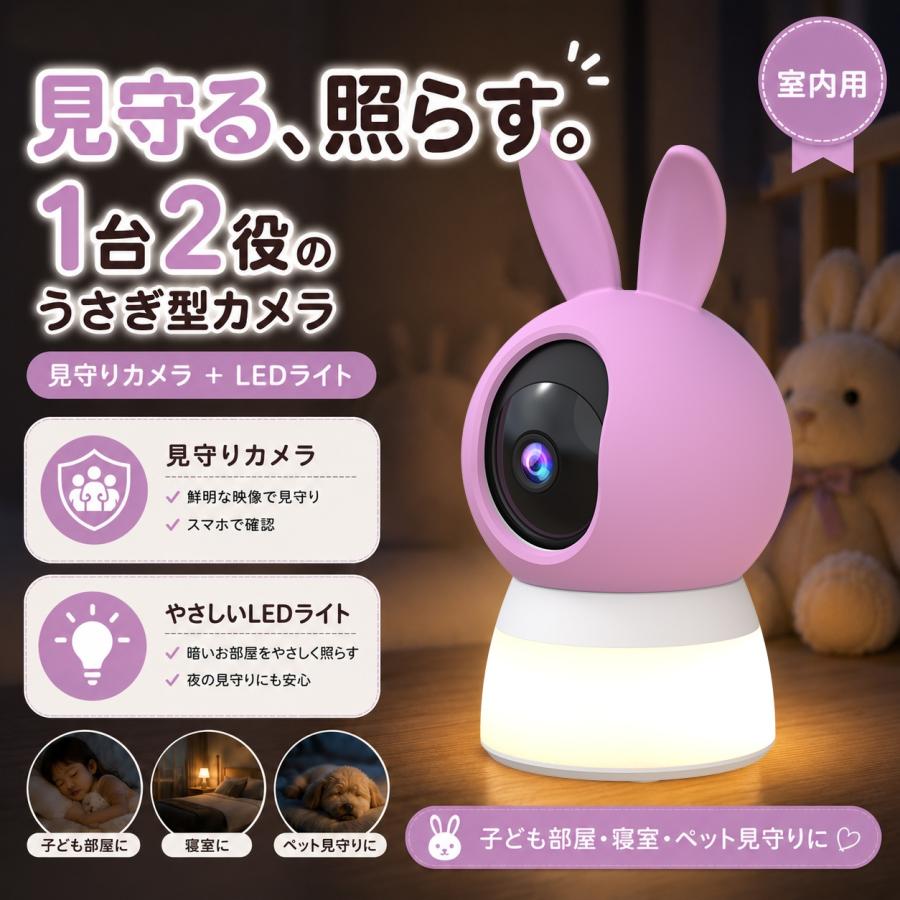 アキバガジェット 防犯カメラ 室内 見守りカメラ 500万画素 LEDライト