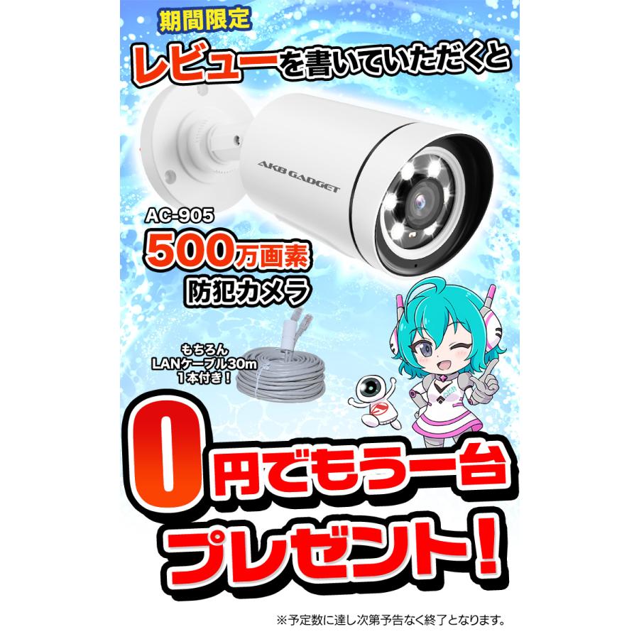 アキバガジェット 防犯カメラ 屋外 セット 家庭用 有線 poe給電
