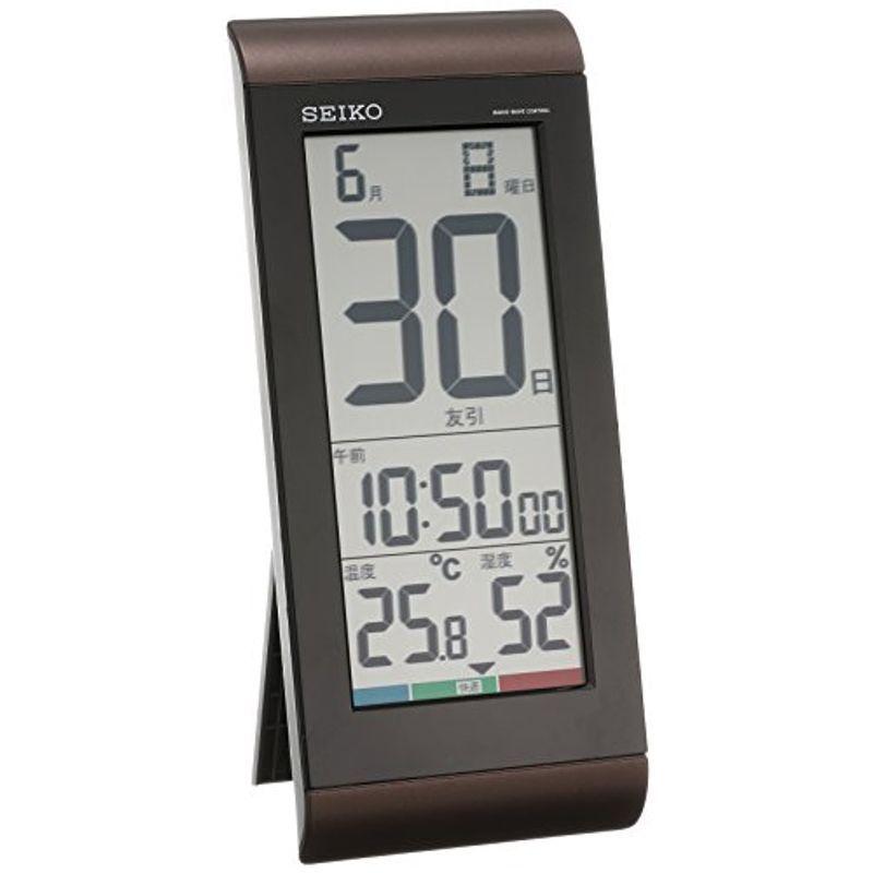 セイコー クロック 掛け時計 置き時計 兼用 日めくりカレンダー 電波 デジタル 温度 湿度 表示 茶 メタリック SQ431B SEIKO フロアポンプ