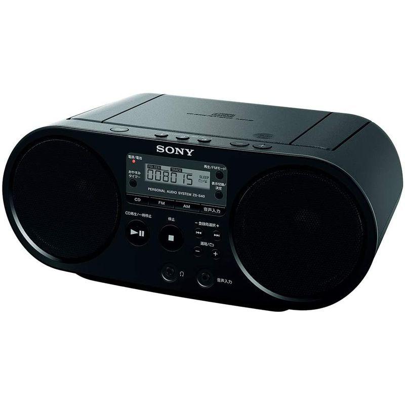 ソニー CDラジオ ZS-S40 : FM/AM/ワイドFM対応 ブラック ZS-S40 B ZS S40 受信バンド CDラジオ FM/AM/ワイドFM対応 ブラック ステレオ