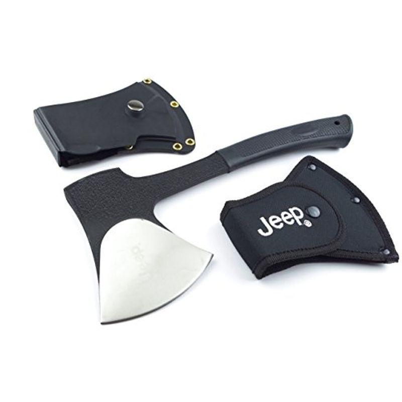 JEEP（ジープ） トマホーク 重厚ワンハンド・アックス 5mm厚ブレード 防錆ブラックテフロン加工 ２ケース付属