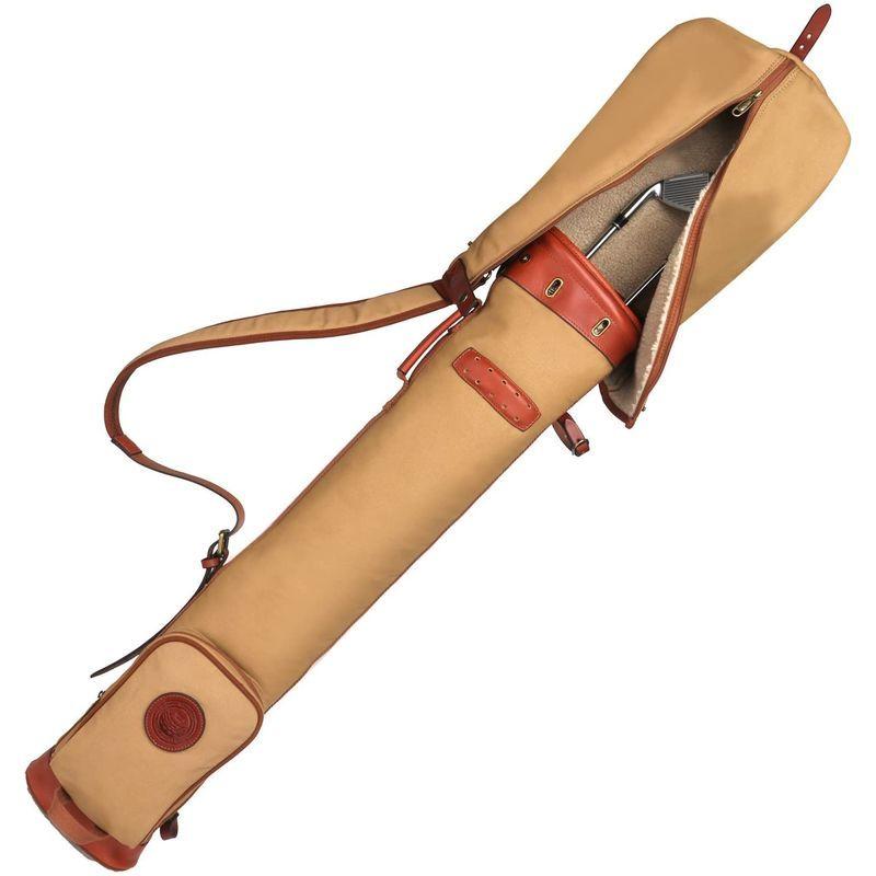 Tourbonコース トレーニング 練習ゴルフバッグ クラブ トラベルケース ファスナーポケット付き 防水キャンバス&レザー トレーニング 練習ゴルフバッグ クラブ トラベルケース ファスナーポケット付き 防水キャンバス&レザー