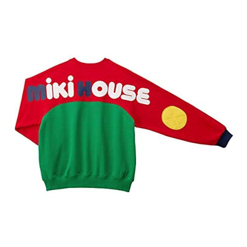 ミキハウス トレーナー （ 大人用 ） 男の子 女の子 親子ペア ロゴ キッズ 子供服 10-5671-826 S 赤×グリーン