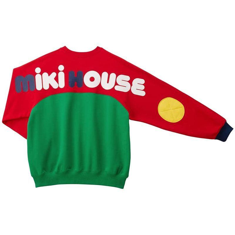 ミキハウス トレーナー （ 大人用 ） 男の子 女の子 親子ペア ロゴ キッズ 子供服 10-5671-826 S 赤×グリーン ミキハウス トレーナー 大人用 親子ペア ロゴ 赤×グリーン 男の子 女の子 キッズ 子供服 裏毛パイル