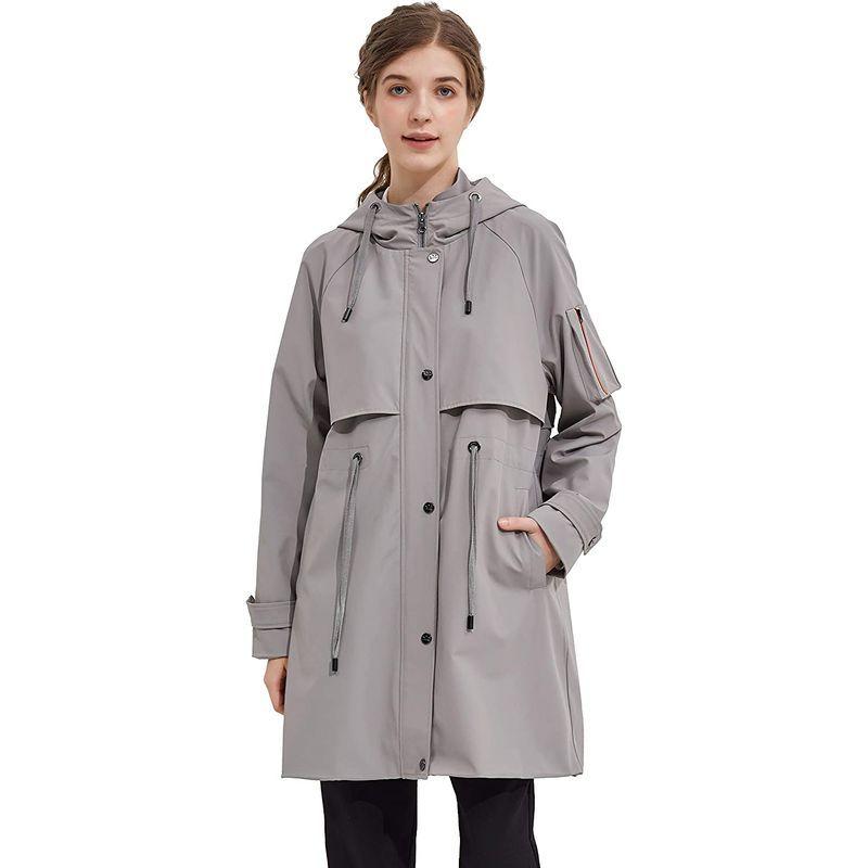 ランキングtop5 Orolay レディース レインコート トレンチコート ミドル丈 フード付き 撥水加工 防風 カジュアル 通勤通学 春秋アウター グレー X Www Ampselectric Com