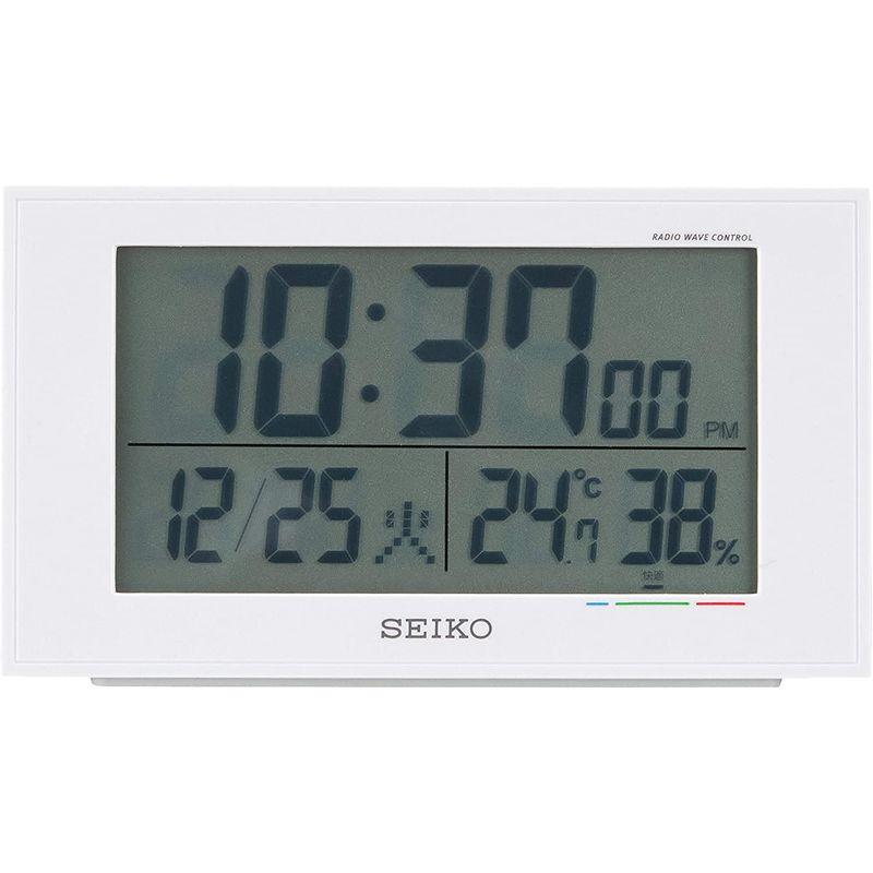 セイコークロック 置き時計 01:白パール 本体サイズ:8.5×14.8×5.3cm 電波 デジタル カレンダー 快適度 温度 湿度 表示｜akd-shop｜04