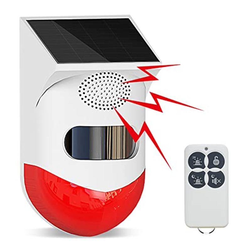 Daytech ソーラー 防犯アラーム LEDソーラーライト 人感センサー 警報機 120dBブザー音 リモコンコントローラ警告アラーム 太