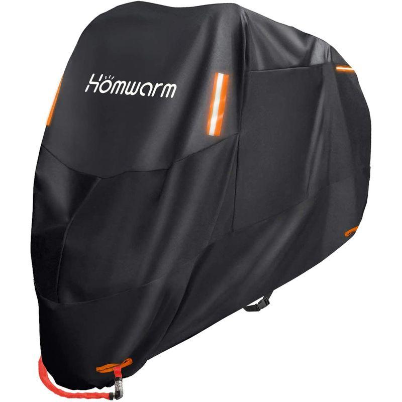 Homwarm バイクカバー 300D厚手 防水 紫外線防止 盗難防止 収納バッグ付き (4XL, ブラック)｜akd-shop｜05